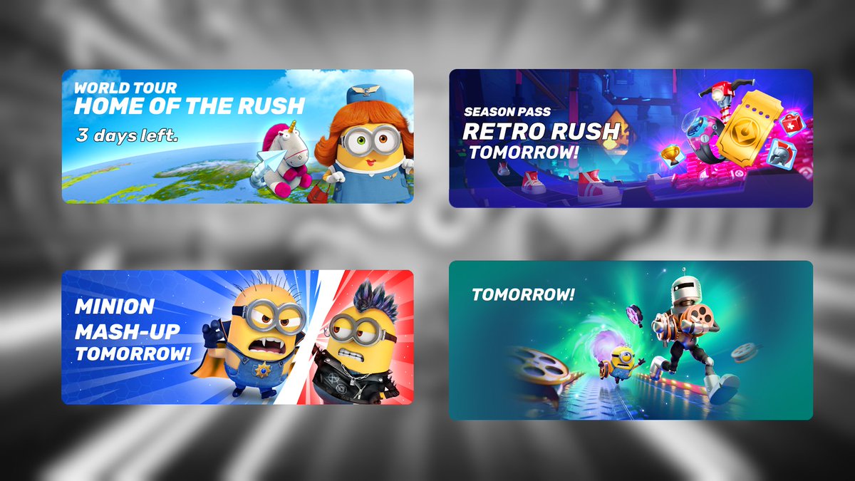 MinionRushEOSCD's tweet photo. 96 days until Minion Rush shuts down!
5 days until the game's removal from app stores!
3 days until World Tour ends!
Retro Rush, Lost Reels and Minion Mash-Up end TOMORROW.

#SaveMinionRush https://t.co/he3nR3OegJ