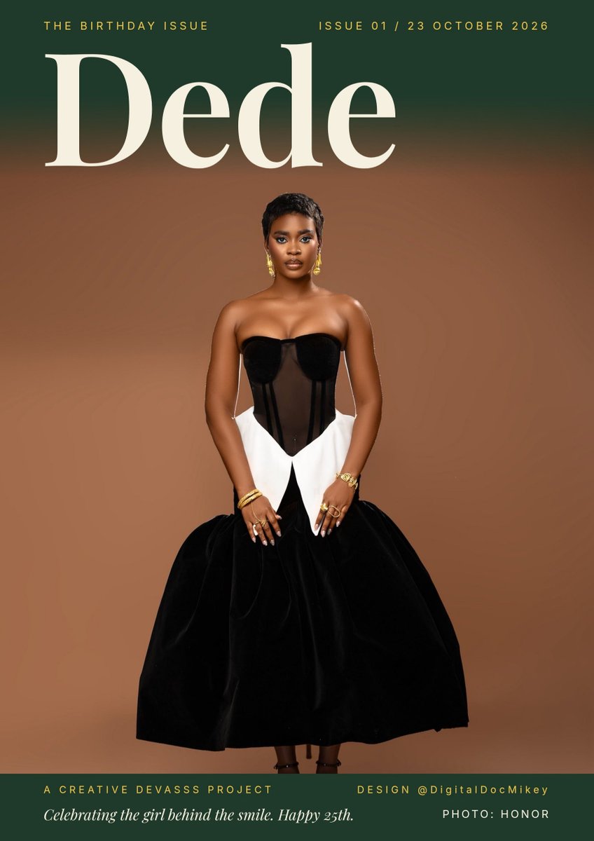 DigitalDocMikey's tweet photo. Presenting a keepsake: DEDE: A Birthday Edition✨

 Made with so much love, just for our girl, @dede_ashiogwu.🌻🫶💕 

A Creative Devasss project.
Lead, editor &amp; designer: @DigitalDocMikey

View full magazine here: https://t.co/rRpmGp8cAt https://t.co/s9x0wxWG8R