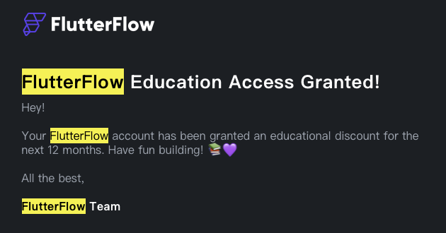 Huppyai's tweet photo. 6/7
FlutterFlow 表单预计审核15–20个工作日，最终看批准邮件。这次查到官方已授予12个月教育优惠。Special Access 也可能来自其他授权，所以“邮箱已验证”“有特殊权限”“教育申请通过”要分开核对。 https://t.co/lzI5zngfQz