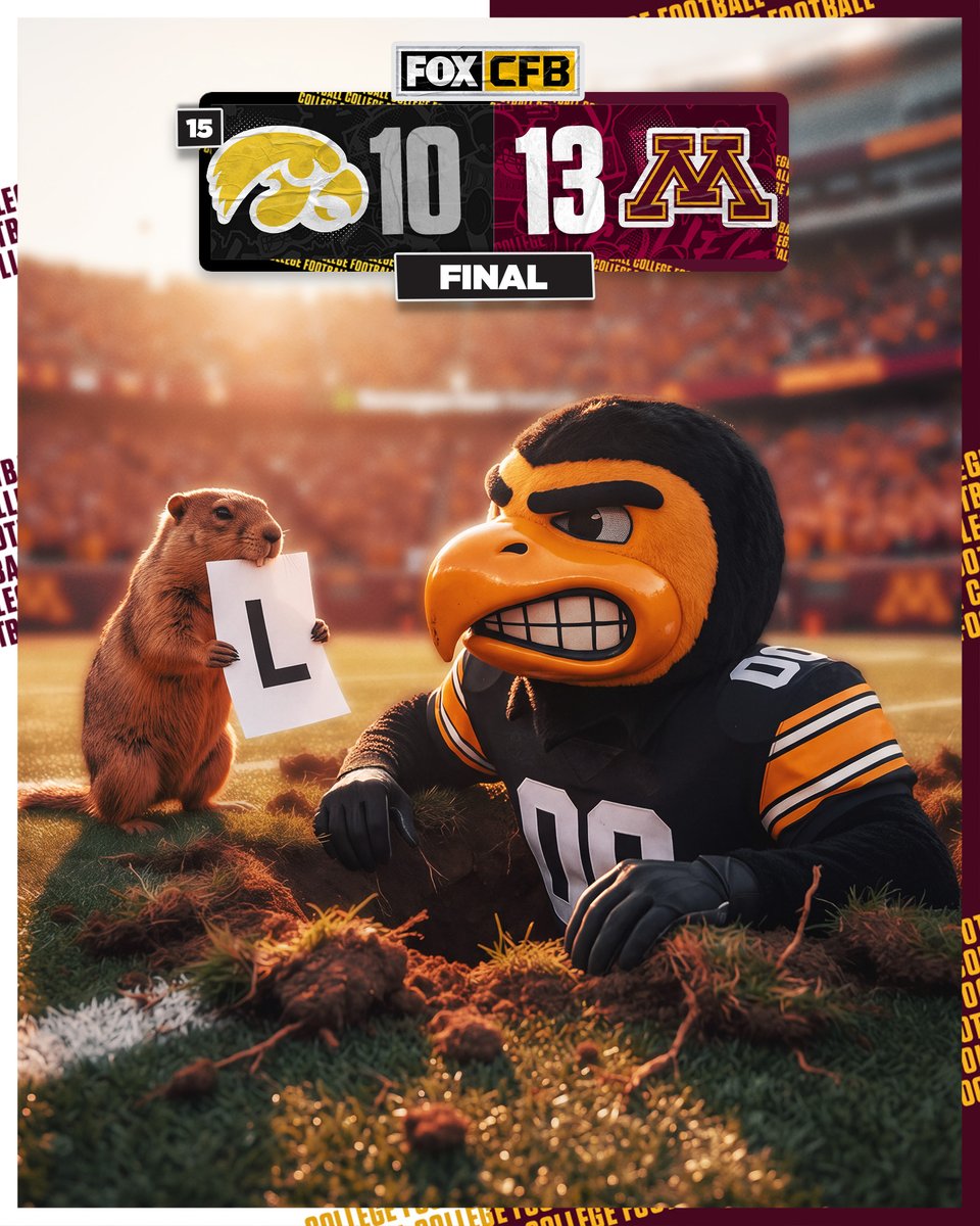 CFBONFOX's tweet photo. The Golden Gophers hand the No. 15 Hawkeyes an L!

@GopherFootball https://t.co/5VPGDIfJ2o