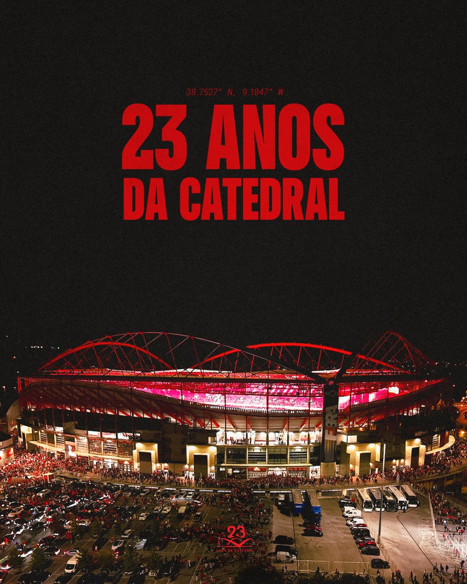 SLBenfica's tweet photo. 23 anos de histórias, conquistas e paixão. ❤️

A nossa casa. A nossa Catedral. 🏟️🦅 https://t.co/hjycTkFOyd