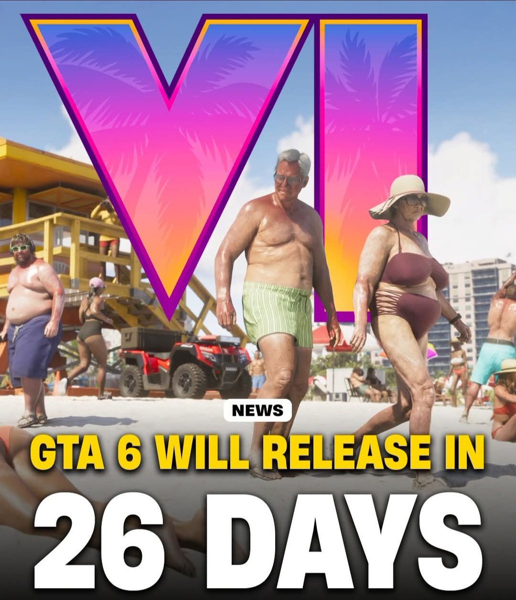codeMidnitefn's tweet photo. GTA 6 will be released in 26 days time‼️🔥📅

#gta6 #GTAVI #vicecity #Rockstar https://t.co/LdEDX3zwtf
