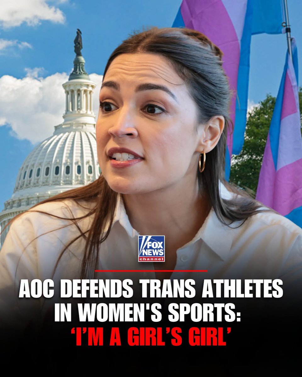 Leonard73714140's tweet photo. AOC says being a "girl's girl" means standing up for all women, including transgender women, as the debate over biological males competing in women's sports continues.
Speaking at a campus event, she argues that restricting transgender rights puts protections for all women. https://t.co/BhbaqWw6hV