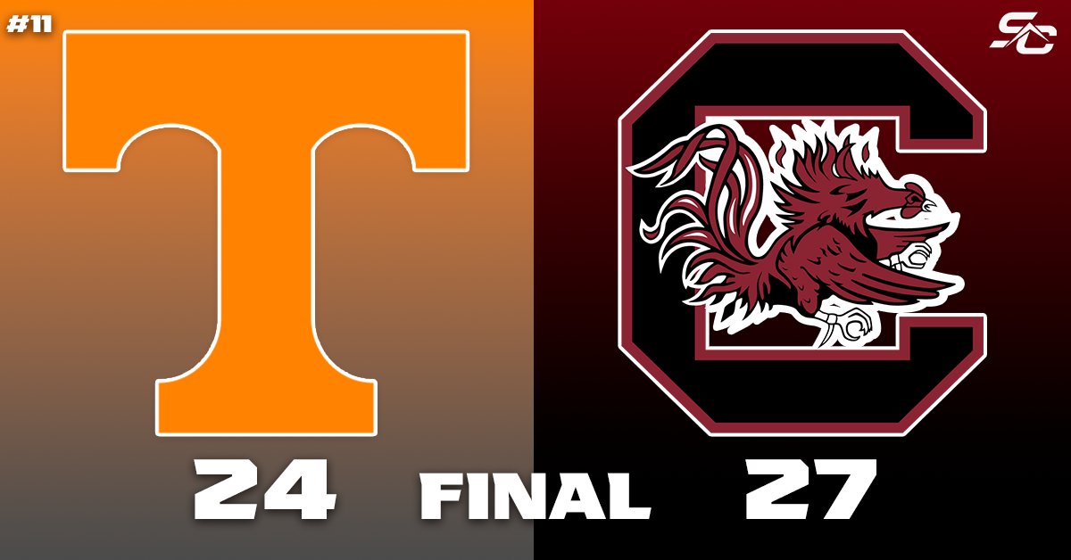 SummitCreativ1's tweet photo. South Carolina wins on a walk-off 48-yard field goal.

Final from Columbia: Gamecocks 27, Vols 24

The Vols head into a bye to reset before hosting No. 12 Kentucky Wildcats at Neyland Stadium on Nov. 7. https://t.co/b5rb7H4Ka4