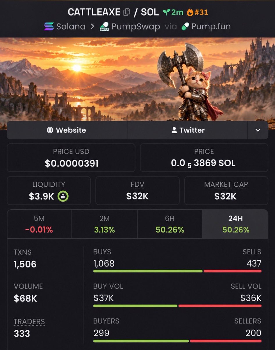 CipherEdgeCalls's tweet photo. $CATTLEAXE called at $32K MC ππ₯
Early entry π
CA: H7VZNCBynDK5ikBS9krDJ2Tx8CUr1wxedV19ZgkWpump
#CATTLEAXE #memecoin #Solana #crypto https://t.co/an6PqHToc1