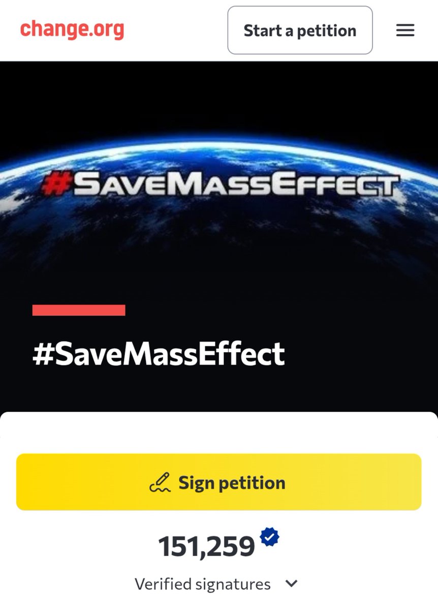 SeanChriscole's tweet photo. We did it! 150,000+ people want to #SaveMassEffect. 2 days ago I predicted we'd hit 150k by Sunday and... lo &amp; behold it's Sunday. ✊🏻

Keep going everyone - #MassEffectLives.

#MassEffect #Bioware #NotTodayEA #HoldTheLine #Petition #Xbox #Sony #Nintendo https://t.co/s1iUCHpIKl