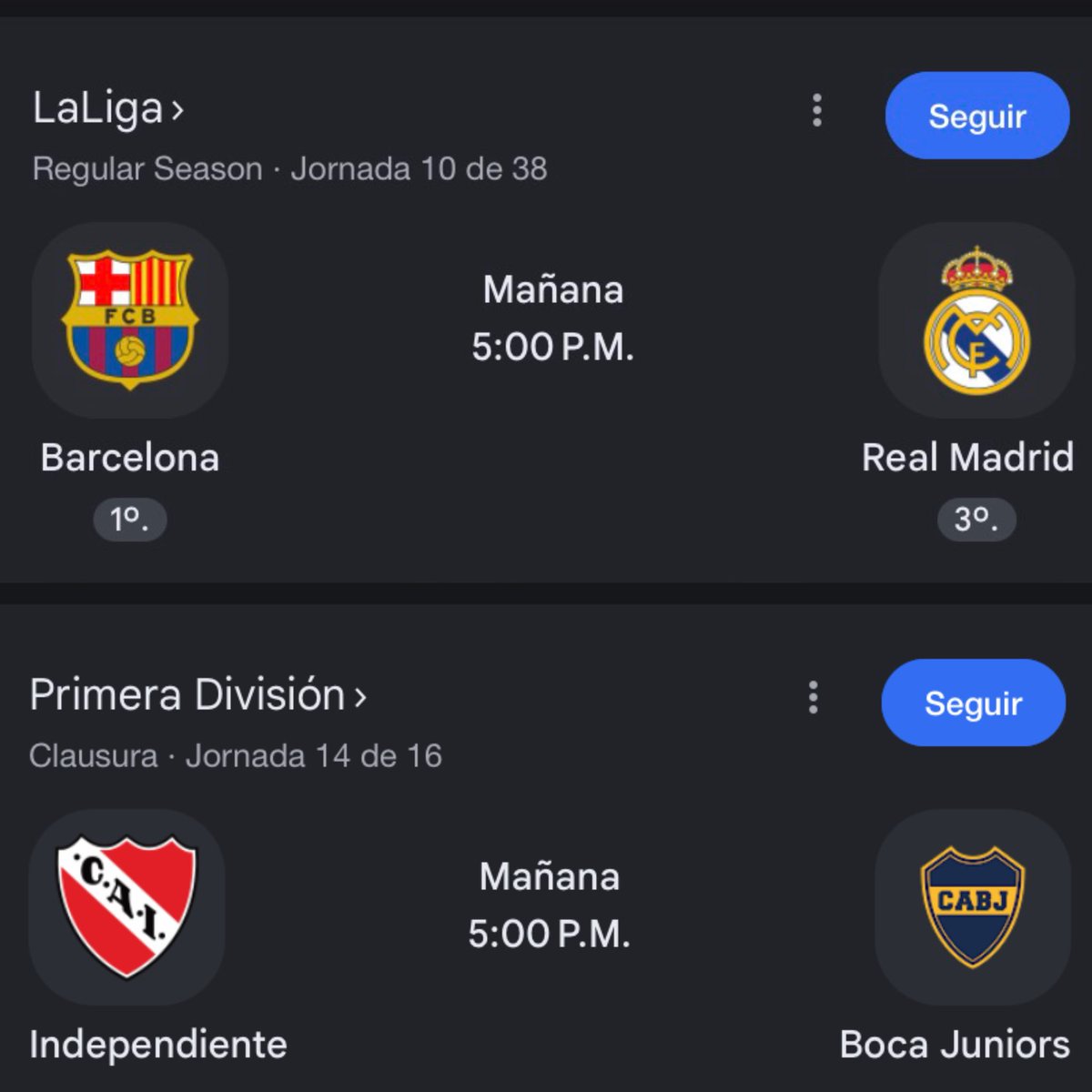 NicoNoble_'s tweet photo. Que partido van a ver mañana?

-Barcelona vs Real Madrid
-Independiente vs Boca

 yo claramente voy a ver el producto de Chiqui Tapia, pero es una lástima perderse el otro partidazo. https://t.co/L0K0pjNrjP