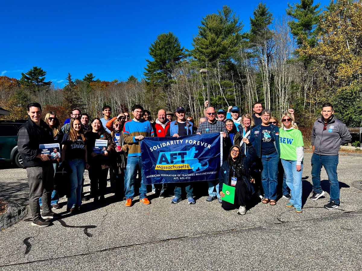 UAWRegion9A's tweet photo. From Old Town to Kennebunk, @UAW members and our union siblings are getting out the vote today across Maine for @TroyJackson207! https://t.co/moJGbmN9eN