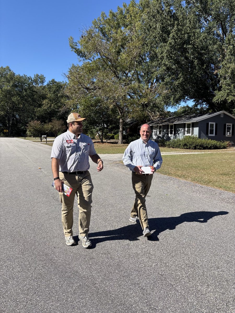 CodyForSC's tweet photo. Another FANTASTIC day out on the trail meeting YOU in your communities, making sure Republicans get out to vote for the STRONGEST conservative ticket in the country! 

I was so happy to be out knocking doors and meeting voters in Calhoun County with Alex Morris, YOUR next Representative for House District 93! We both share the same love for rural South Carolina and protecting our heritage for the next generation. 

🗳️EARLY VOTING is happening NOW until Oct. 31st, with the big Election Day on November 3rd. Make sure you and your families get out to vote! 

#EarlyVoting #SCFirst #FarmersFirst #GoVote