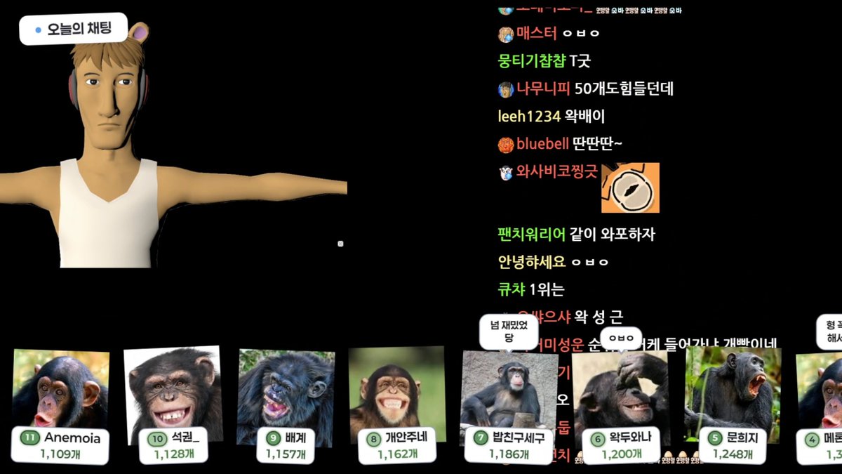 yrr0989's tweet photo. 우왁굳 방송에서 크레딧으로 침팬지 짤 쓰니까 너도나도 유쾌해짐 https://t.co/RS1JC0kI5j