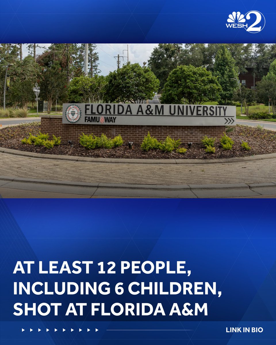 WESH's tweet photo. At least 12 people, including 6 children, shot at Florida A&amp;M | LINK IN BIO https://t.co/f3xGRDoSSr