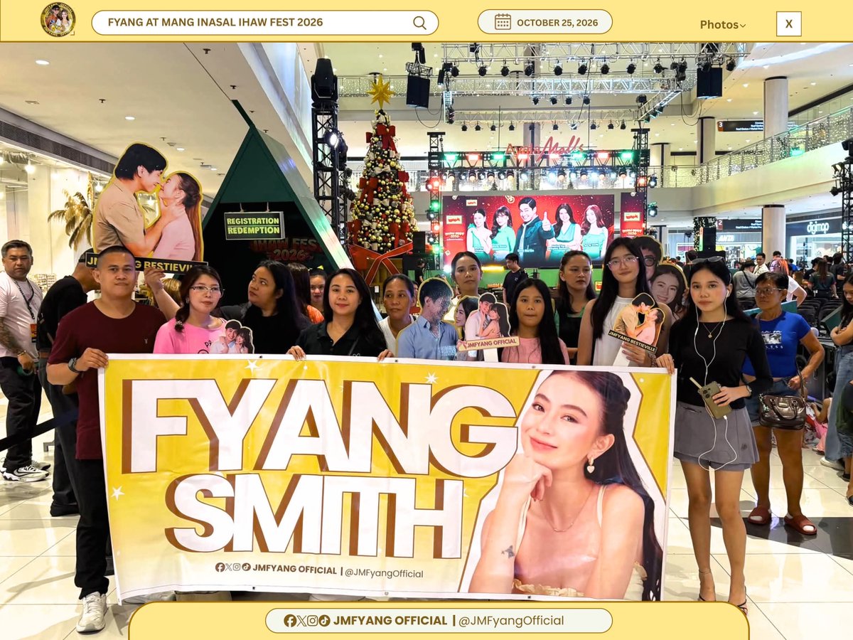 JMFyangOfficial's tweet photo. 𝐈𝐇𝐀𝐖 𝐅𝐄𝐒𝐓 𝟐𝟎𝟐𝟔, 𝐖𝐄’𝐑𝐄 𝐑𝐄𝐀𝐃𝐘! 💛💚
Our team live is here at the 𝗠𝗮𝗻𝗴 𝗜𝗻𝗮𝘀𝗮𝗹 𝗜𝗵𝗮𝘄 𝗙𝗲𝘀𝘁 𝟮𝟬𝟮𝟲 to cheer for our Fyangie! Ready na kaming sumigaw at magdala ng Bestie energy! LET’S GOOOO!
Fyangie, your Besties are here!
#MangInasalIhawFest2026 #FyangSmith
