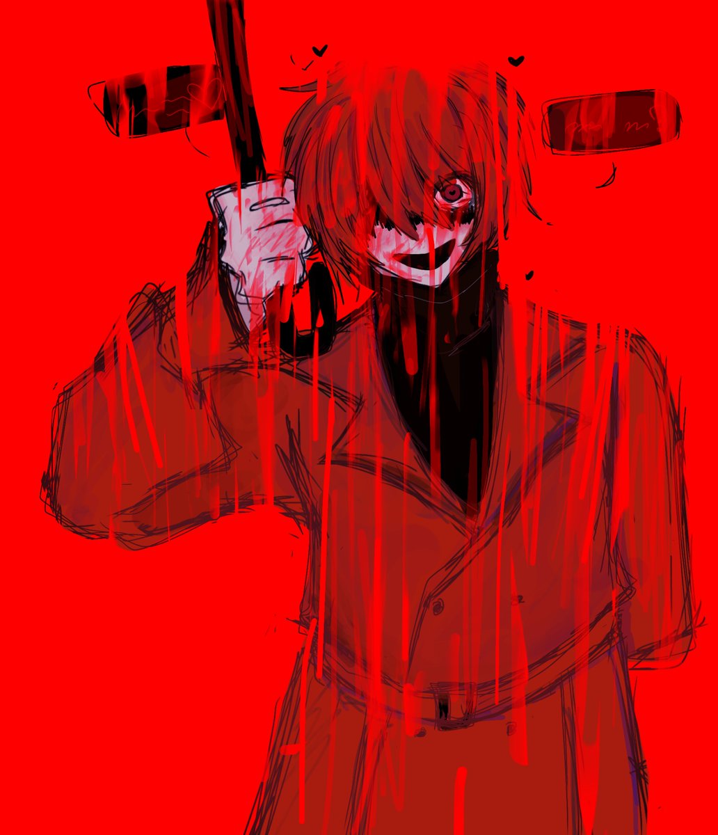 iroiro_1900's tweet photo. 赤い傘の男 https://t.co/io2Y2w32xe