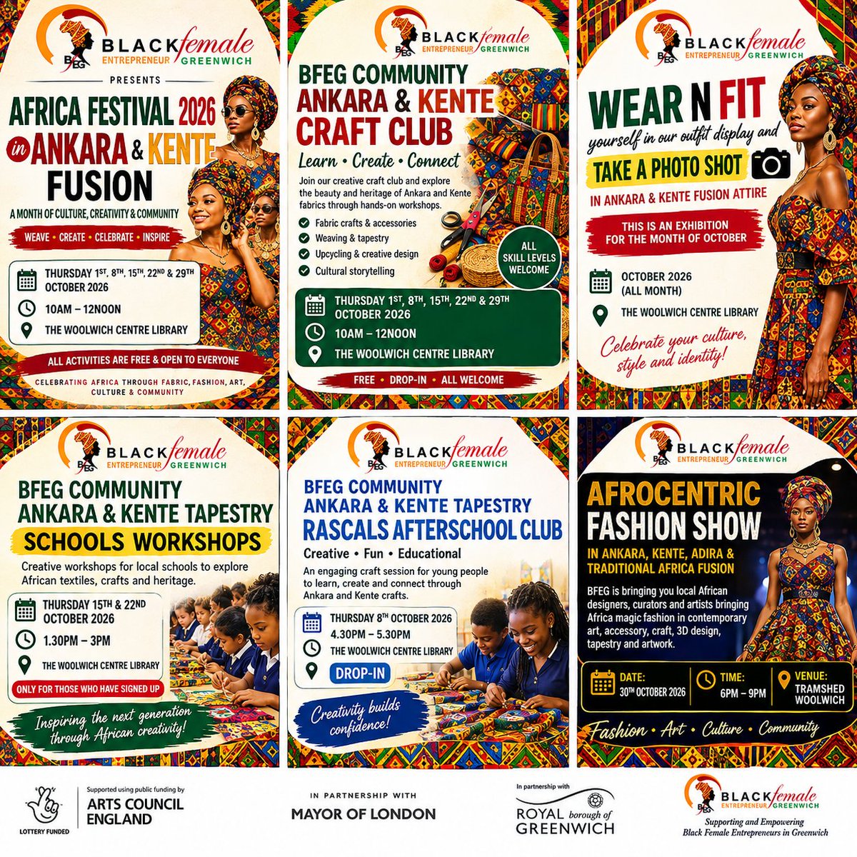 BFEGreenwich's tweet photo. In celebration of The Ankara -Kente &amp; Adire Festival @WoolwichLibrary October has been so creatively colourful with #Africa Craft Tapestry as community &amp; schools create their design  @greenwich_clib @Royal_Greenwich @MyWoolwich @bhmuk @adel_khaireh @HeritageFundL_S @BlacAwards https://t.co/mk9Q9TaAXW