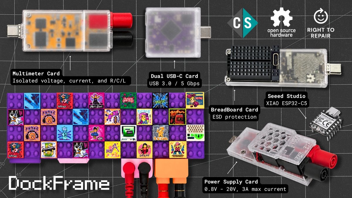 hwmedialabllc's tweet photo. The full #DockFrame campaign launches next week on @crowd_supply !

A big thank you ❤️to @FrameworkPuter  for their continued support, @PCBWayOfficial  for their manufacturing expertise and assistance, and @seeedstudio  for providing the #XIAO boards.

#CrowdSupply #openhardware https://t.co/ocCjtyCosO