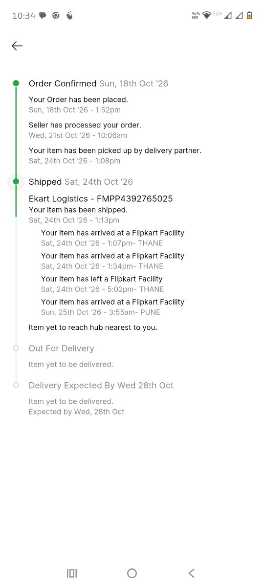 Mahadev54264202's tweet photo. @flipkartsupport @Flipkart Two Ekart parcels delayed. 1) FMPC6647562046 marked "unsuccessful" at 3:41am, no call/message from agent. 2) FMPP4392765025 handed over late, now due 28 Oct. Please reattempt on 26 Oct &amp; share agent contact. #Ekart #Flipkart https://t.co/ajIWfrgesw
