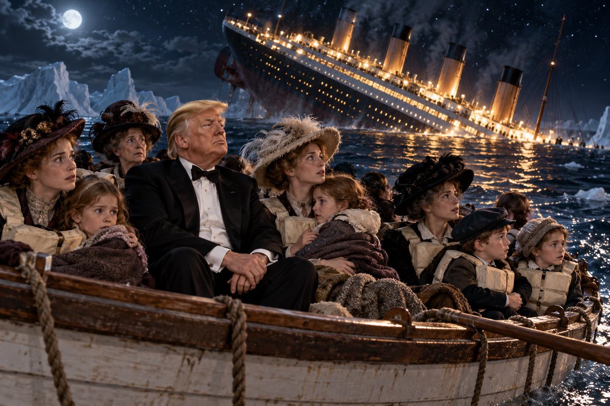JBThinkinn's tweet photo. If trump had been on the Titanic. You know damn well! https://t.co/YLIRlYLO9N