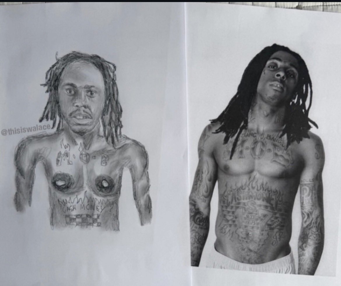ushie_benjamin's tweet photo. YA’LL REMEMBER LIL WAYNE’s RESPONSE WHEN SOMEONE DREW HIM AND ASKED HOW MUCH HE’D PAY FOR IT?😭 https://t.co/P5yu9lowOB