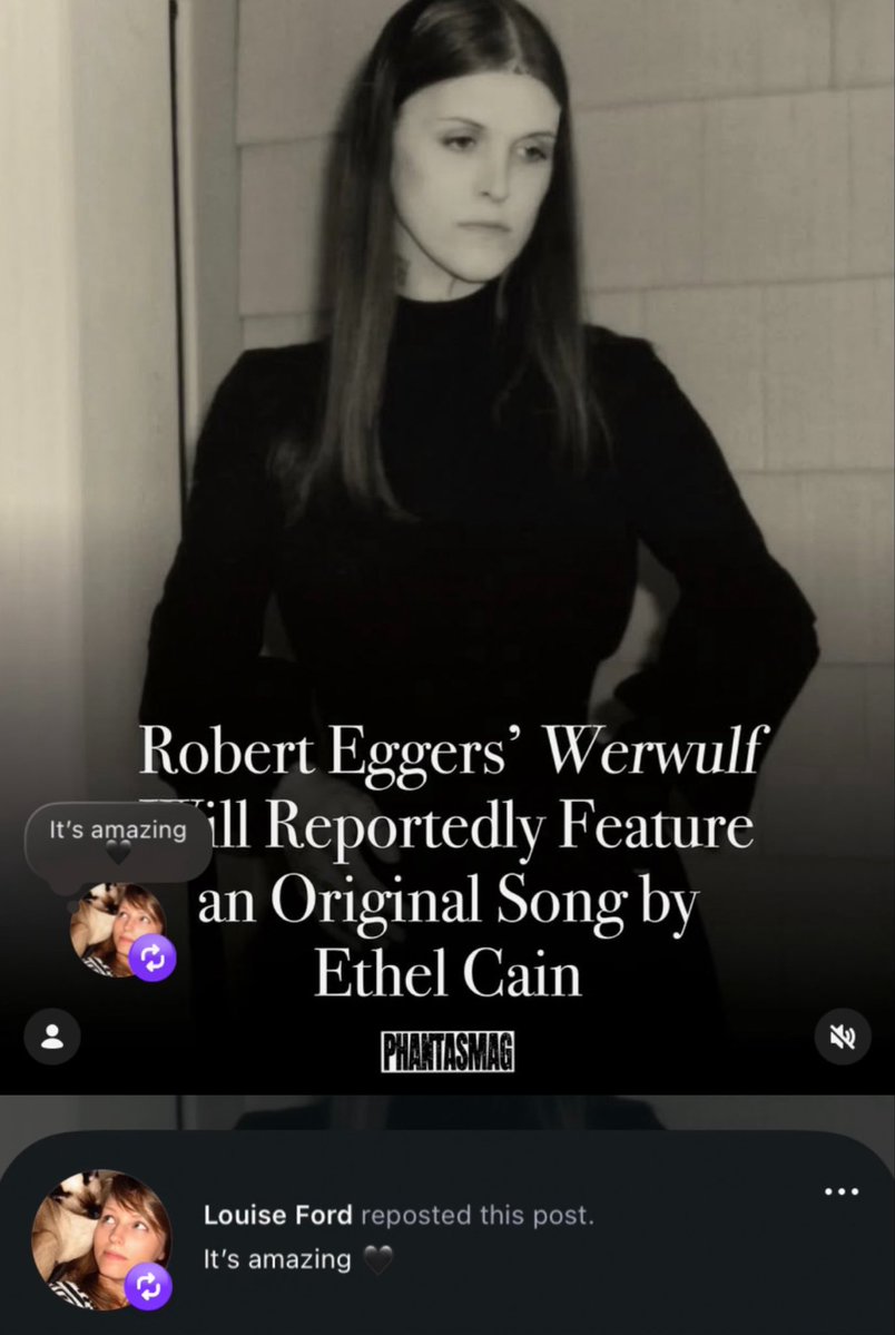 EggersGrimoire's tweet photo. Louise Ford, Robert Eggers’ editor, confirms Original Song by Ethel Cain for WERWULF: “It’s amazing 🖤” https://t.co/ZEkF7x0vCP
