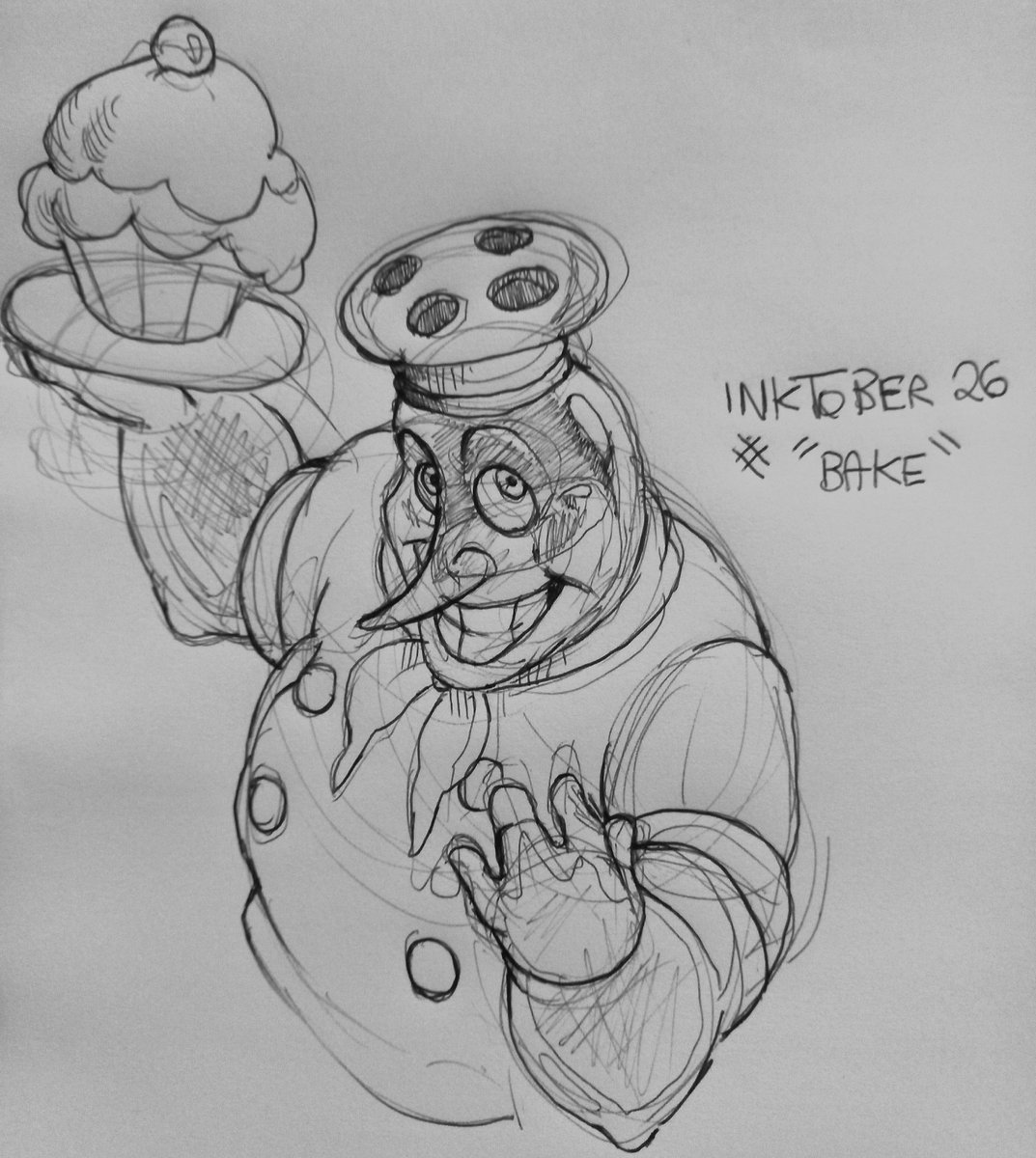 Saramouga's tweet photo. @inktober de hoje foi Bake

#inktober #inktober2026 #bake #handdrawart #cupheadfanart https://t.co/eNOu3ug0qi