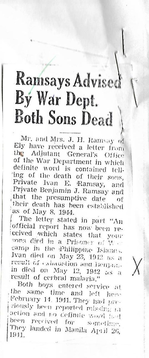 Old_fashioned59's tweet photo. @Jason_R_Burt I found a sad story of 2 local ranch brothers who enlisted together. Both were sent to the Philippines. Parents only knew both were MIA. 2 yrs later they learned both died in POW camps- their cross headstones are in the American Cemetery in Manila. https://t.co/saAxL78e3J