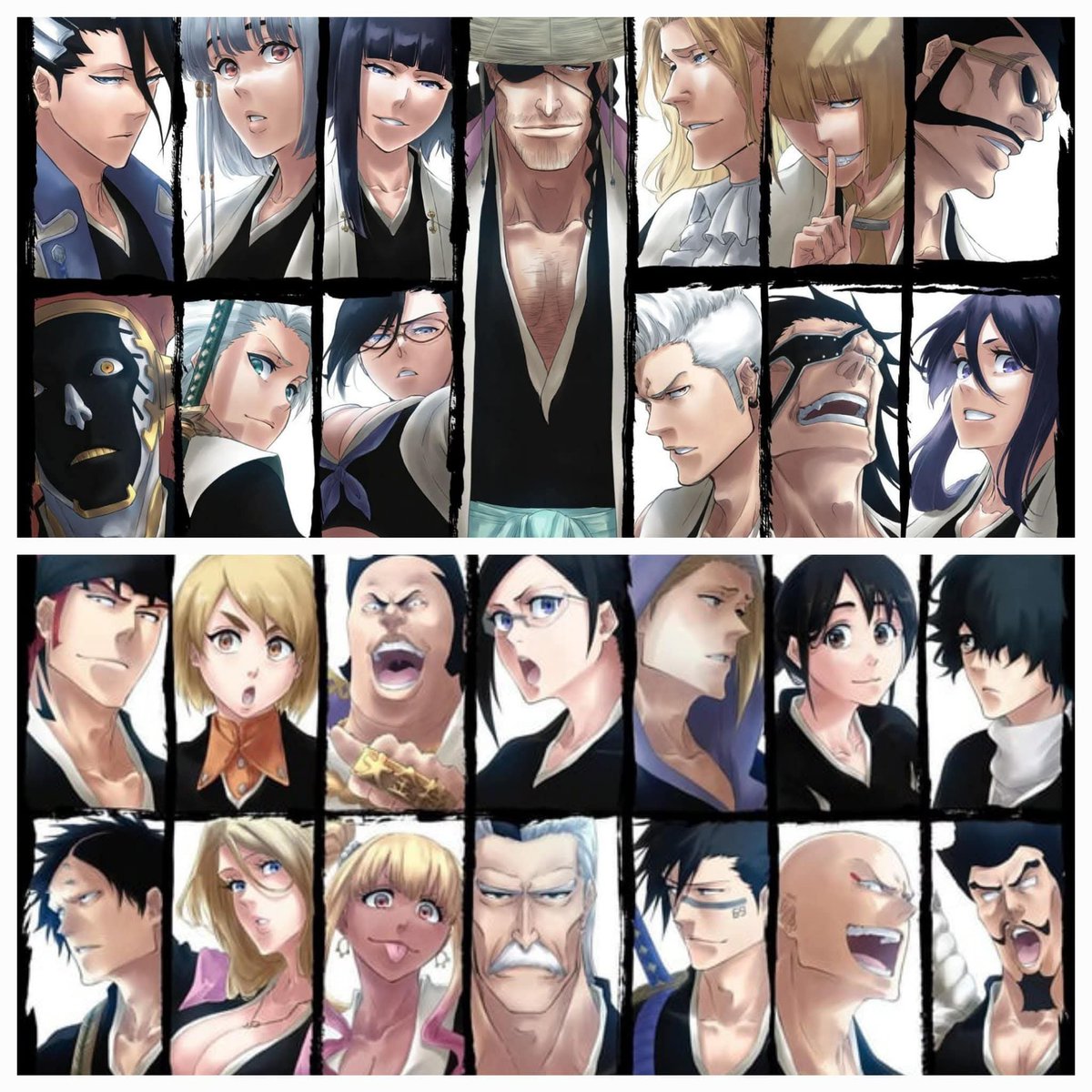 Nagato890's tweet photo. The 13 Court Guard Squads

​Official Hell Arc designs by Tite Kubo: Captains, Lieutenants, and Third Seats

​A thread 🧵👇 https://t.co/qab502YGNs