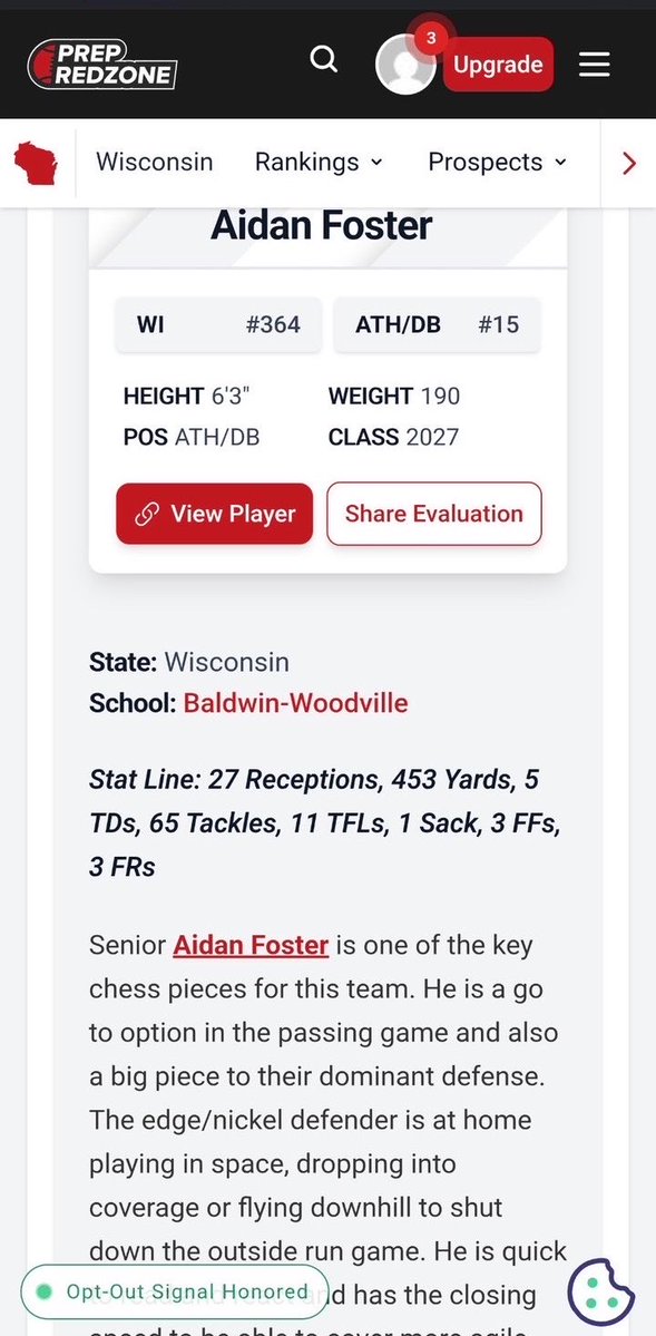 aidanfoster2027's tweet photo. Thank you @PrepRedzoneWI @MJ_NFLDraft for the article! @CoachSchrenk @bwdankeefer https://t.co/Q3v0OGn8xL