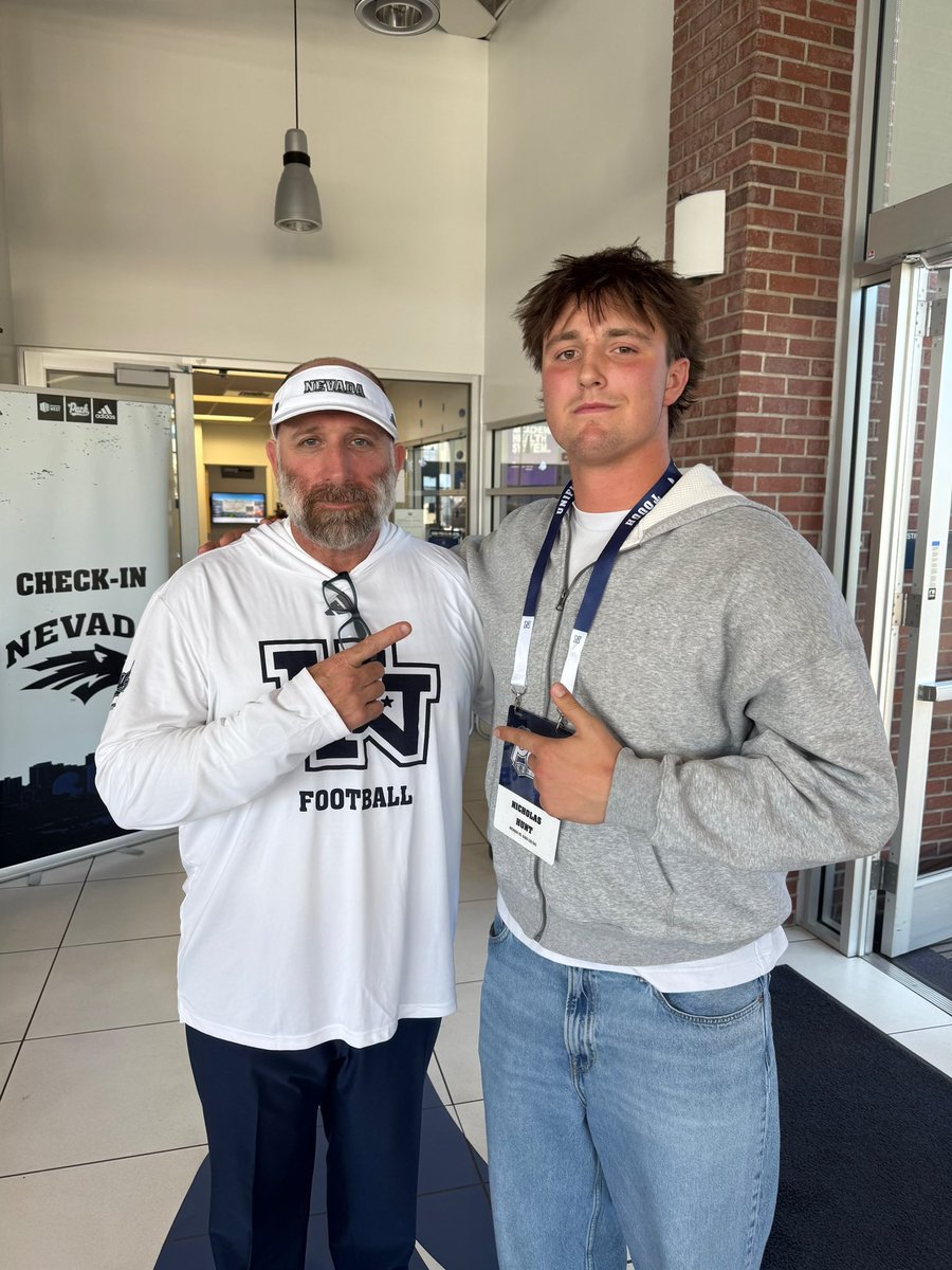 NicholasHunt314's tweet photo. Had a great game day visit @NevadaFootball. I was blessed to walk away with an offer after a great conversation with @CoachPayam before the game. https://t.co/N5C7OZlxhE