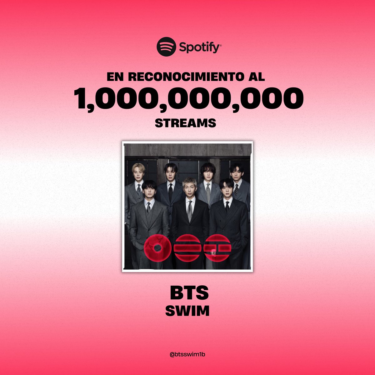 btsswim1b's tweet photo. — Oficialmente SWIM de #BTS ha superado el BILLÓN de reproducciones en Spotify. ¡Convirtiéndose en la primera y única canción del 2026 en lograr este hito! 💿🔥

CONGRATULATIONS BTS
SWIM 1 BILLION ON SPOTIFY
#BTS_SWIM1BILLION #SWIM1B
#Swim1BillionOnSpotify https://t.co/dz1Yq0LDGp