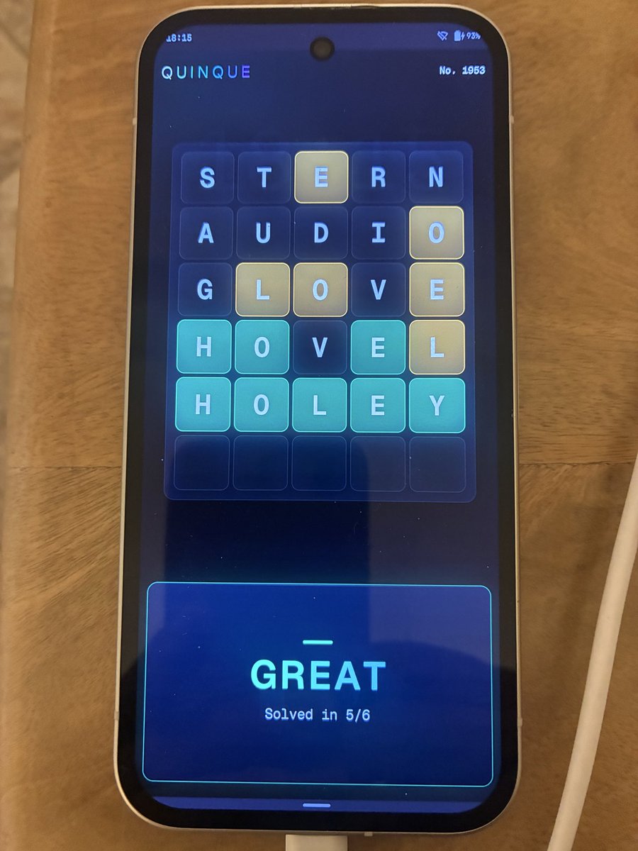W4HO_'s tweet photo. Wordle

On Omarchy Mobile

On Pixel 9a 

Starting tomorrow morning, I’ll play my morning game over coffee on Omarchy Mobile https://t.co/9D8tvvIOso