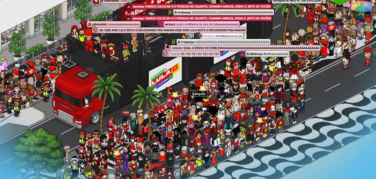updatecharts's tweet photo. Manifestação A FAVOR à reeleição de Lula no Habblet viraliza nas redes sociais. https://t.co/vftfZdunys