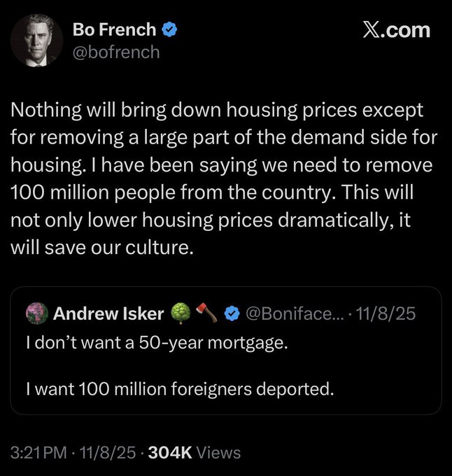 TileTony's tweet photo. This is insane. Let's get rid of 1/3 of our population, and mostly the people that grow and process our food, build and maintain our houses and infrastructure, collect our garbage, and who make the country run. 

Yeah, sure, let's elect this maniac. https://t.co/urm7hmkS4T