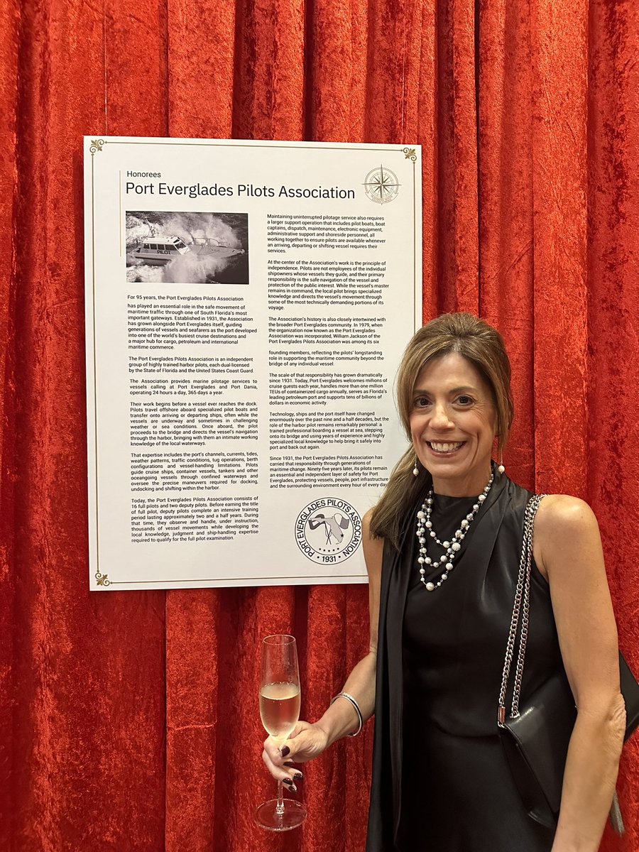 ChipLaMarca's tweet photo. Celebrating our amazing @PortEverglades Pilots at the 2026 International Golden Compass Gala. Thankful for all that our port pilots do everyday and especially for Mrs LaMarca, a Pilot Commissioner for the State of Florida. 🚢 https://t.co/x31mZ4Bfah