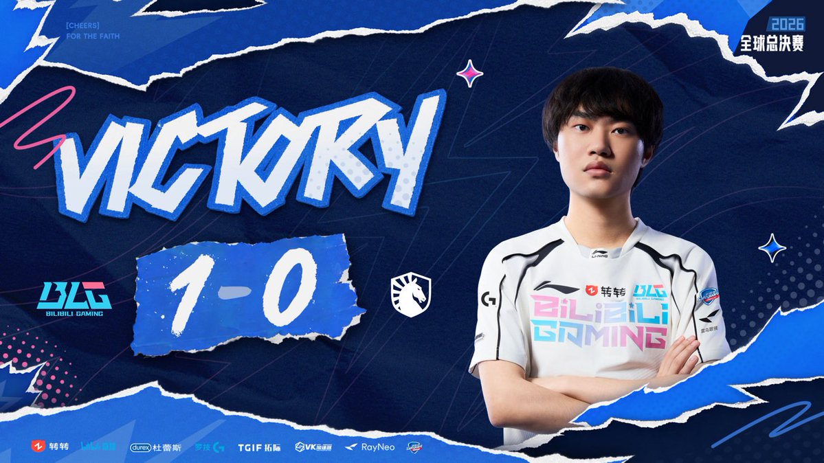 BilibiliGaming's tweet photo. 🏆 2026 Worlds | Swiss Stage

BLG 1-0 TLAW 💙

We Win！A decisive teamfight and a strong Baron push secure the victory in 31 minutes!

#Worlds2026 #BLGWIN https://t.co/ALTYeHQCII