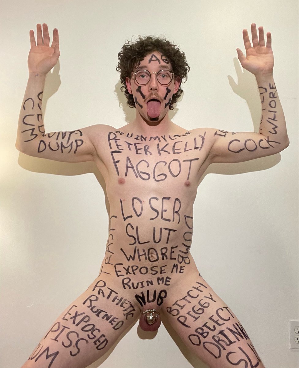 KinkCaged's tweet photo. I am done pretending.

The labeled, caged slut in the picture is who I actually am. Just an object on the internet for strangers to degrade and use.

I used to feel shame. Now I feel power.

Naked. Marked. Honest.
This is my truth. 🖊️🔒

#exposed #bodywriting #locktober https://t.co/vet5KuIh3m