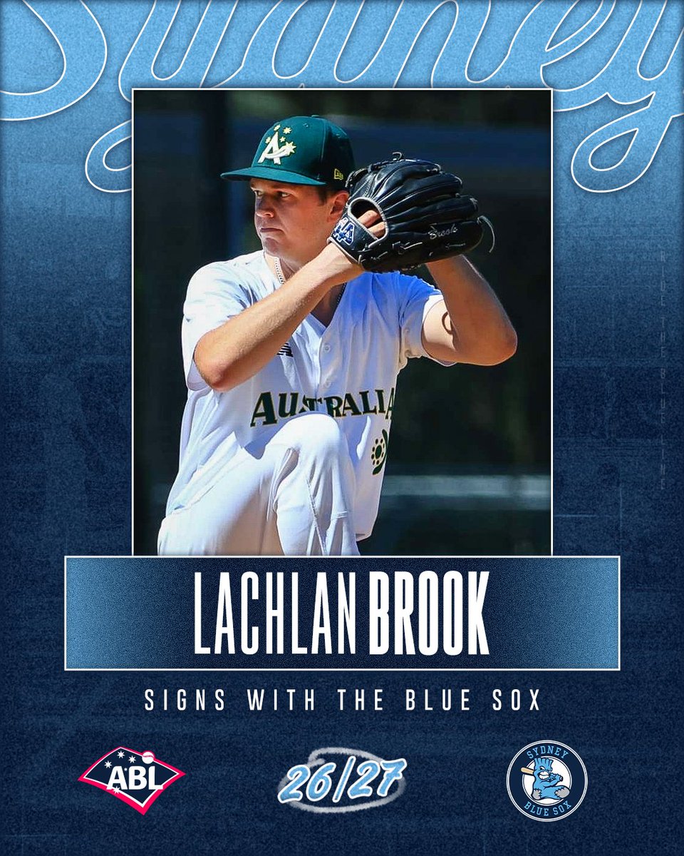 SydneyBlueSox's tweet photo. Another local arm is back on board. π
RHP Lachlan Brook rejoins the Blue Sox for the 2026/27 season.
Welcome back, Lachlan!
#SydneyBlueSox #RideTheBlueSoxLine https://t.co/vjrTjZ3b9p