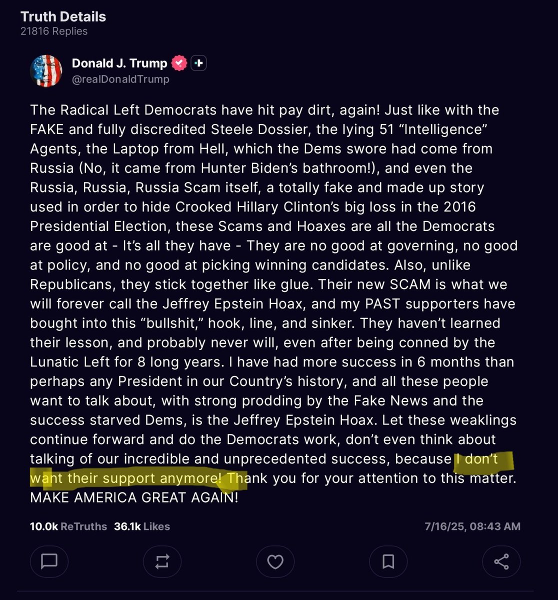 RandyGoat's tweet photo. @annierrobins I have always been an independent but almost always voted republican. Between this and Trump saying he doesnt want our support was the end of that for me. https://t.co/NPz358neRz