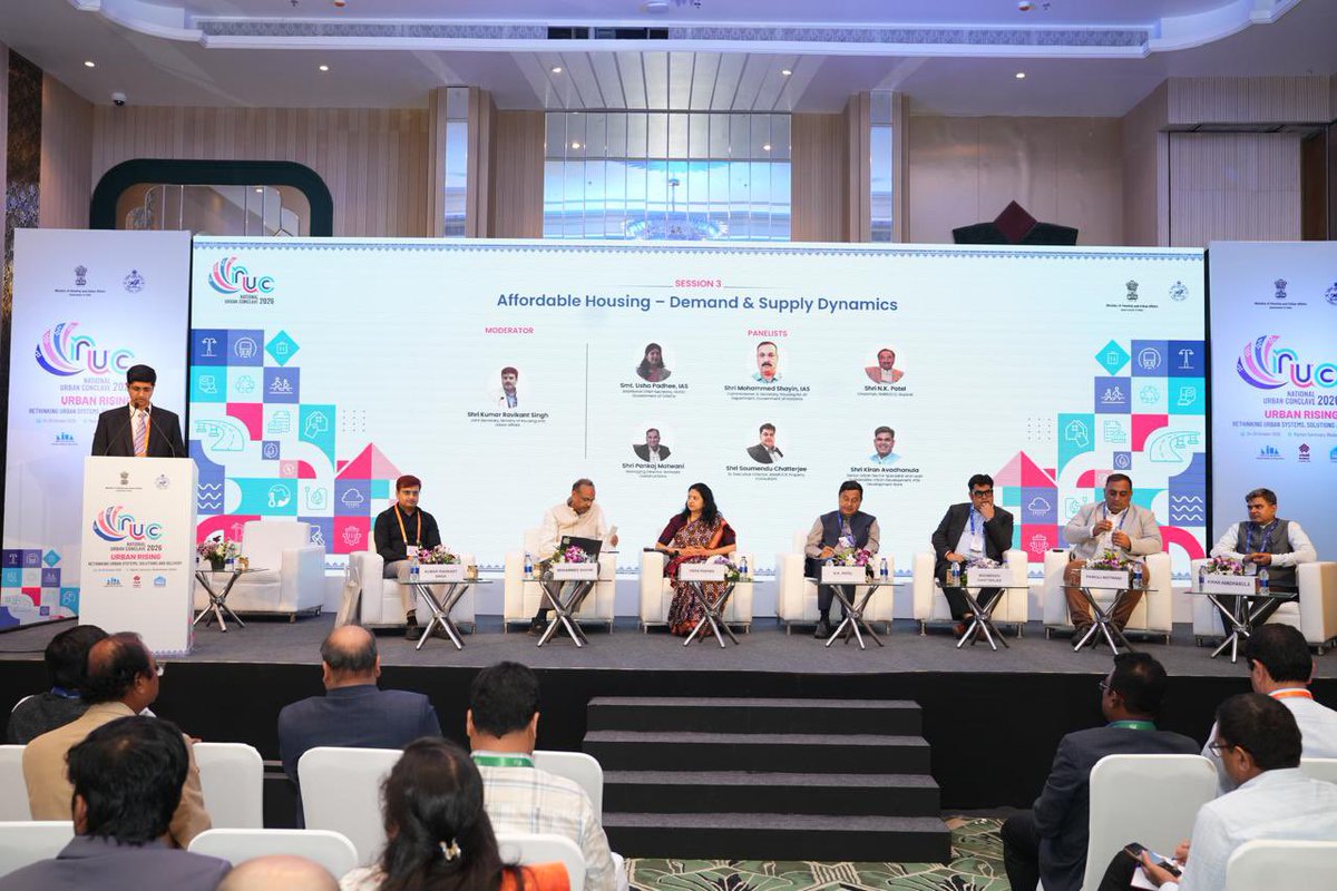 HUDDeptOdisha's tweet photo. Making affordable homes accessible to more families.

At #NUC2026 in Bhubaneswar, ACS Smt. @ushapadhee1996 showcased Odisha’s inclusive housing approach—BANDHU, policy reforms &amp; rental housing—at the session on “Affordable Housing – Demand &amp; Supply Dynamics.”

 #UrbanRising https://t.co/zDTCqz65ya