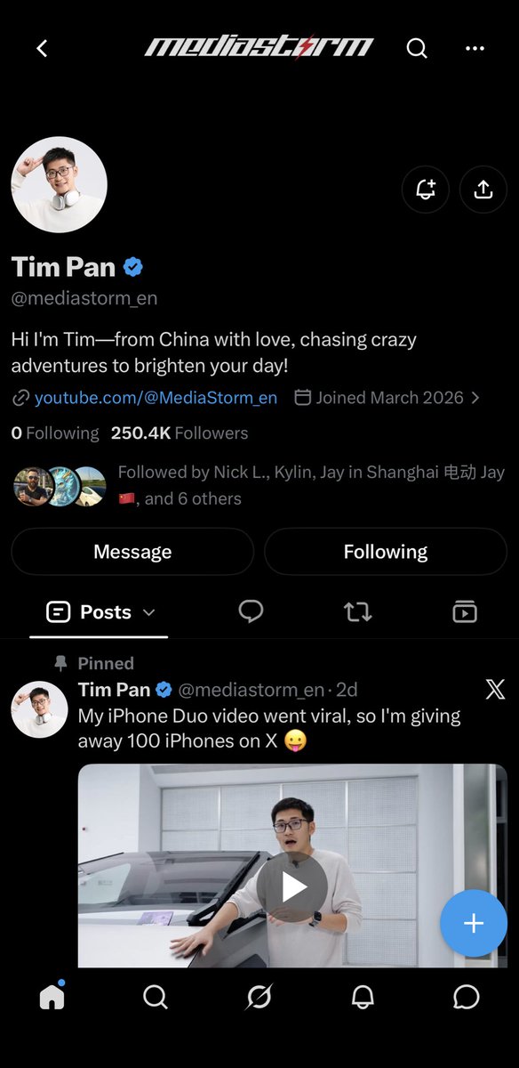 DrewExcel's tweet photo. @mediastorm_en Followed + liked + reposted ✅
Hoping Grok picks me as one of the 100! Would be incredible to win an iPhone from Tim’s viral moment. Good luck everyone 🍀 https://t.co/OAYlwwKE3q