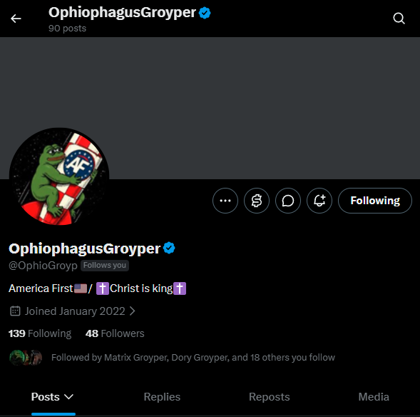 2Pro25's tweet photo. @OphioGroyp Another Groyper needs our help! GET THIS NIGGA TO 100 https://t.co/mGGSX4OYrO