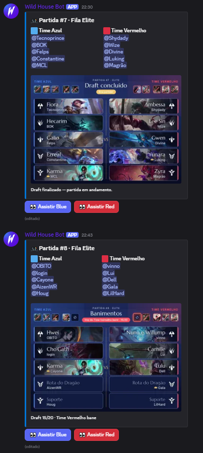 WildHouseWR's tweet photo. Filas simultâneas de alto nível, com draft atualizado em tempo real no próprio Discord... O esquenta tá legal! Cola vc tbm, tem vaga pra todos os elos e perfis! https://t.co/Yqmu7jmI7i
