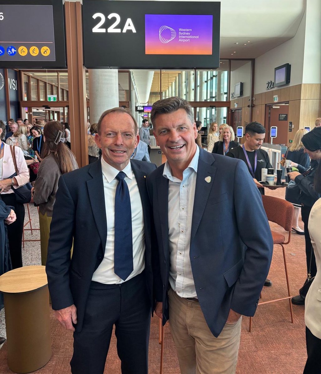 HonTonyAbbott's tweet photo. Great that the Western Sydney airport is now open. Thank God for the government decision made in 2014 after 40 years of procrastination. And good to be with a proud local member to mark this win for Australia https://t.co/wLwLSTIesT