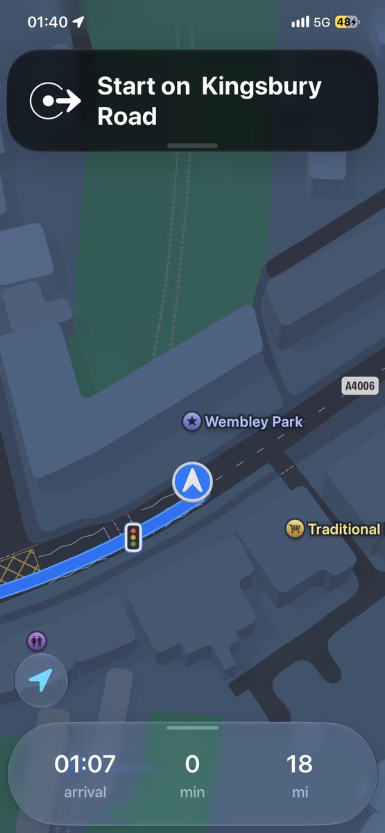 Aj_Odedara's tweet photo. Apple Maps ETA on the night the clocks go back: arrival 01:07, now 01:40, remaining 0 min (clamped from -33). Someone did the subtraction in wall-clock time instead of absolute time. Store dates as UTC, folks. 😅 #iOSDev #DST #ios #Apple https://t.co/c4EGKzuoBP