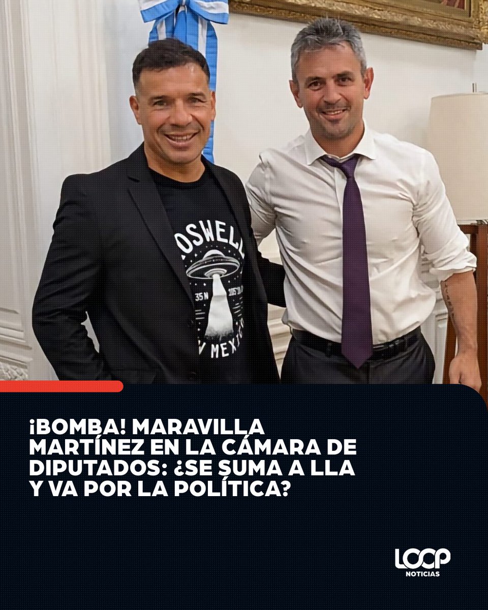 LoopStreamOk's tweet photo. ¡BOMBA! Maravilla Martínez en la Cámara de Diputados: ¿se suma a LLA y va por la política?

Sergio “Maravilla” Martínez fue recibido en la Honorable Cámara de Diputados de la Nación, donde se lo reconoció como una leyenda viviente que llevó la bandera argentina a lo más alto del deporte mundial. La visita destacó su trayectoria como un ejemplo de resiliencia, disciplina y superación, valores que según los organizadores trascienden el ring.
El excampeón mundial, quien pasó de sus inicios humildes a consagrarse en el boxeo internacional, volvió a ser señalado como un posible candidato de La Libertad Avanza. El rumor se potencia porque Martínez ya expresó públicamente que se siente representado por la propuesta de Javier Milei y mantuvo contactos con referentes libertarios, especialmente en Quilmes, su ciudad natal, donde se habla de una eventual candidatura municipal.
Mientras tanto, el campeón sigue con sus proyectos deportivos y empresariales. La pregunta que se instala en el ambiente político es si este reconocimiento en el Congreso es solo un homenaje o el primer paso formal hacia una carrera política en el espacio de LLA.

Se sube al Ring Maravilla ?