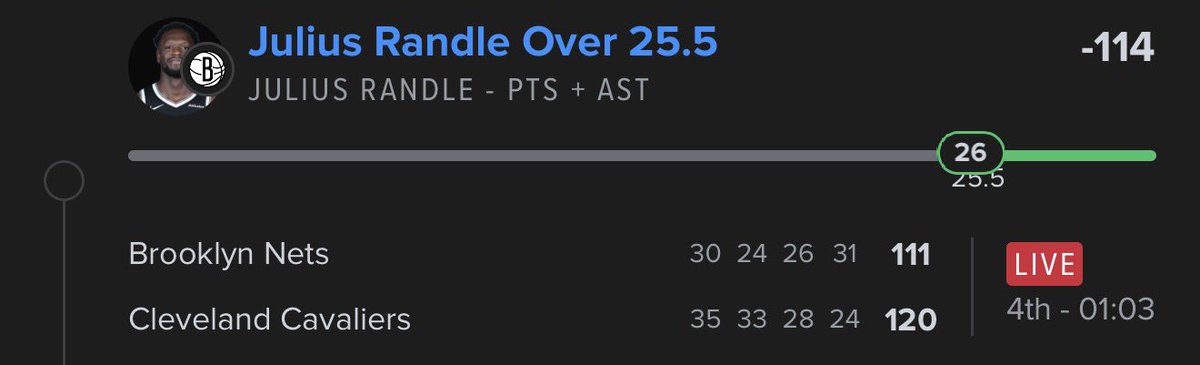 AngeloProps's tweet photo. ✅ Julius Randle  25.5 PA “O” -114 FD

OMG BANG BANG HOLY LEGACY CASH 👏 It took all 4 quarters Randle gets it done LFG 

Drop a ❤️⬇️if you tailed! https://t.co/oeclaKBqpA