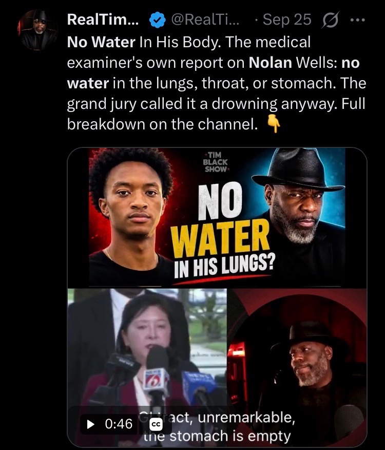 shoutout13tweet's tweet photo. @blackJournals01 Likely the most traumatic reminder to the victim shot in the mouth is the fact that his tongue had to be amputated.
Same state saying Black women found hanging in trees is suicide, that Nolan Wells drowned without water or fluid in the lungs, and killing a 1 yr old is justified. https://t.co/qSjKzIiNFC
