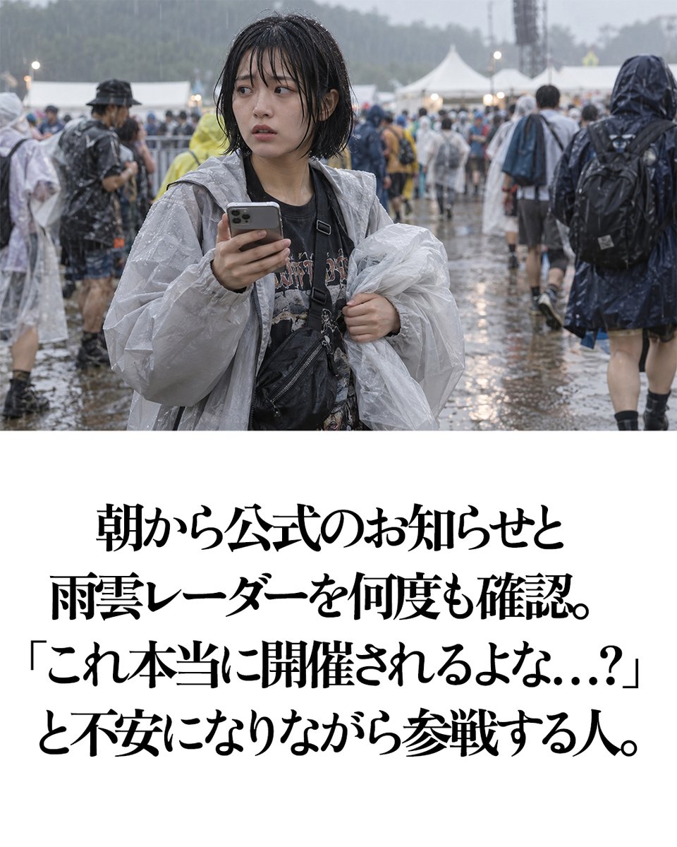 pazu_official's tweet photo. 雨の日の野外フェスにいる人たち。 https://t.co/XlhP41ep0S
