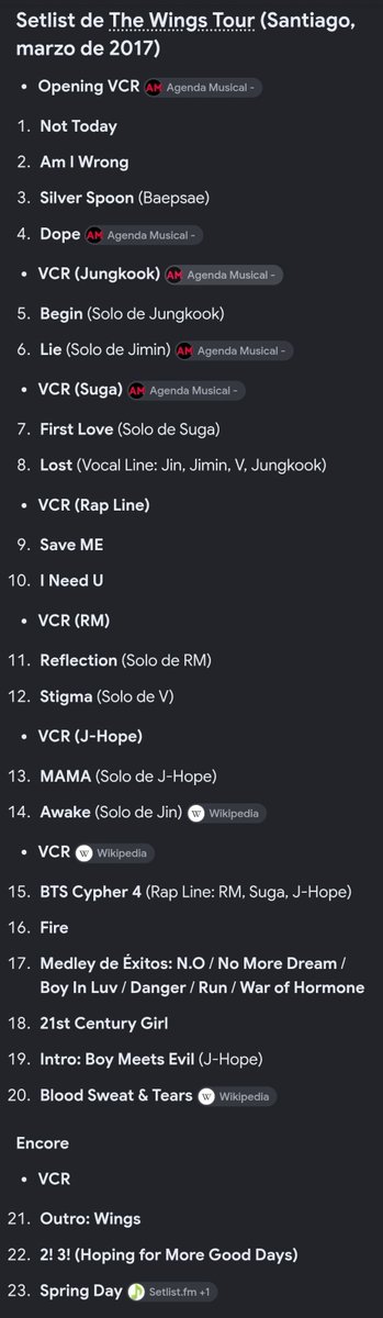 TaeculiaoxJavs_'s tweet photo. Kbras dejen de wear un ratito les comparto las setlist del 2015 y 2017 de los k en Chile mejor país de chile https://t.co/THZUbQffmv