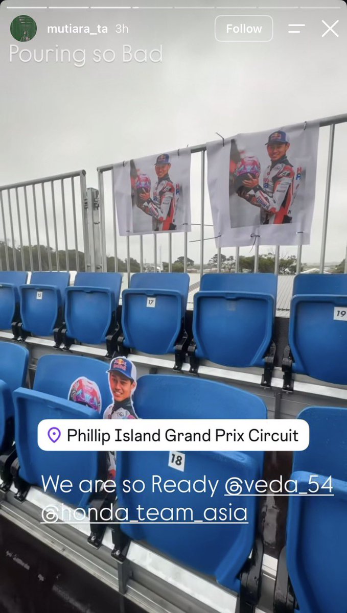 vedapratama9's tweet photo. Makasih kakak2 WNI, sayang sekali cuaca belum merestui 
#MotoGP #AustralianGP 🇦🇺 https://t.co/smTDUbcw3f