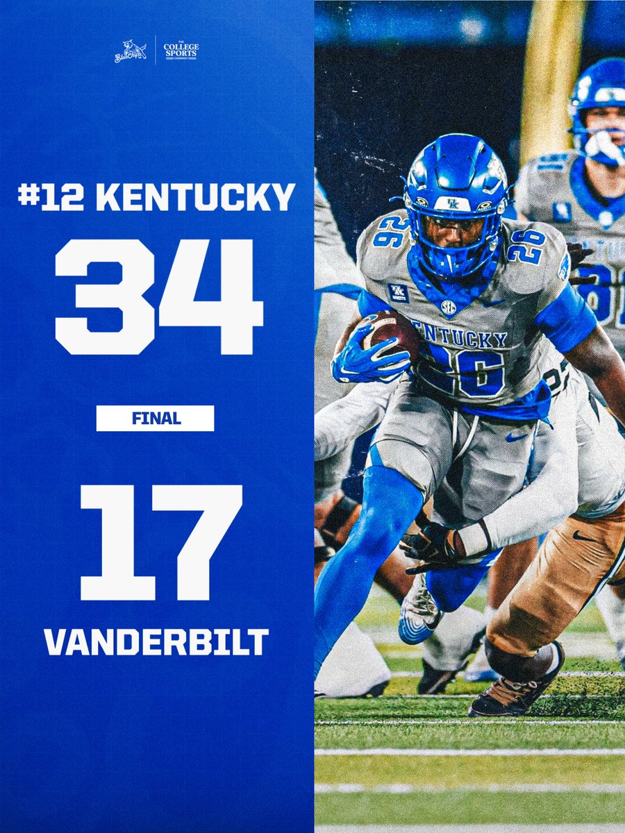 BlueChipsBBN's tweet photo. Theoretically, they were next on our schedule. 🤷 

CATS TAKEDOWN THE COMMODORES AND ADVANCE TO 7-1 ON THE YEAR 😼

(📸: @UKFootball) https://t.co/cHcyZvCsbS